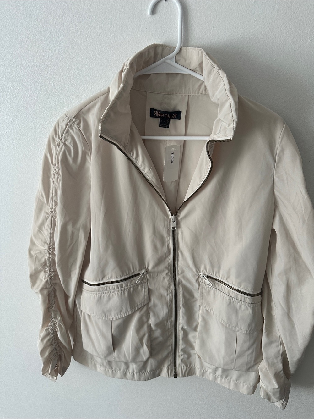 Renuar Women's Light Cream Zip-Up Utility Jacket